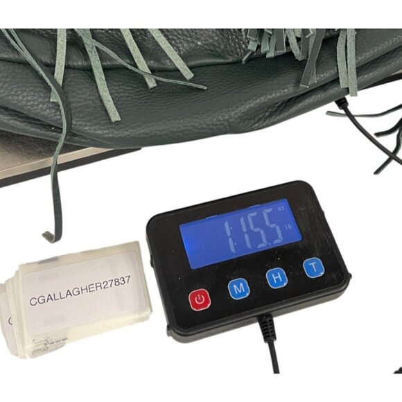 Gili Womens Shoulder Handbag Medium Green Fringe Pebbled Leather Satchel Purse - Picture 10 of 10